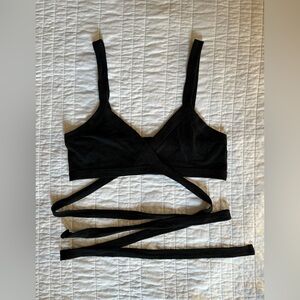 OZMA Silk Noil Jersey Wrap Bra Lounge Top